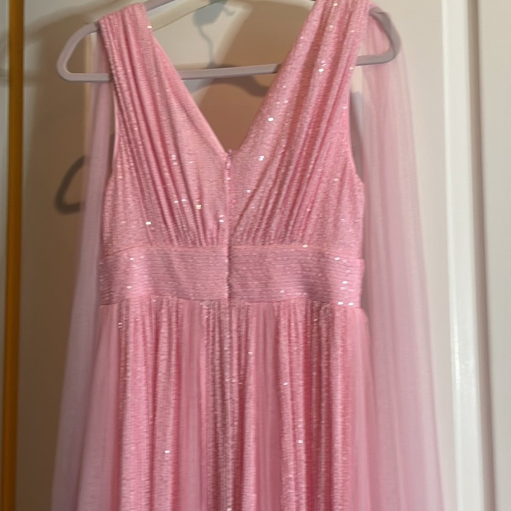 Elegant Pink Gown with Tulle Overlay NWT - Picture 6 of 7